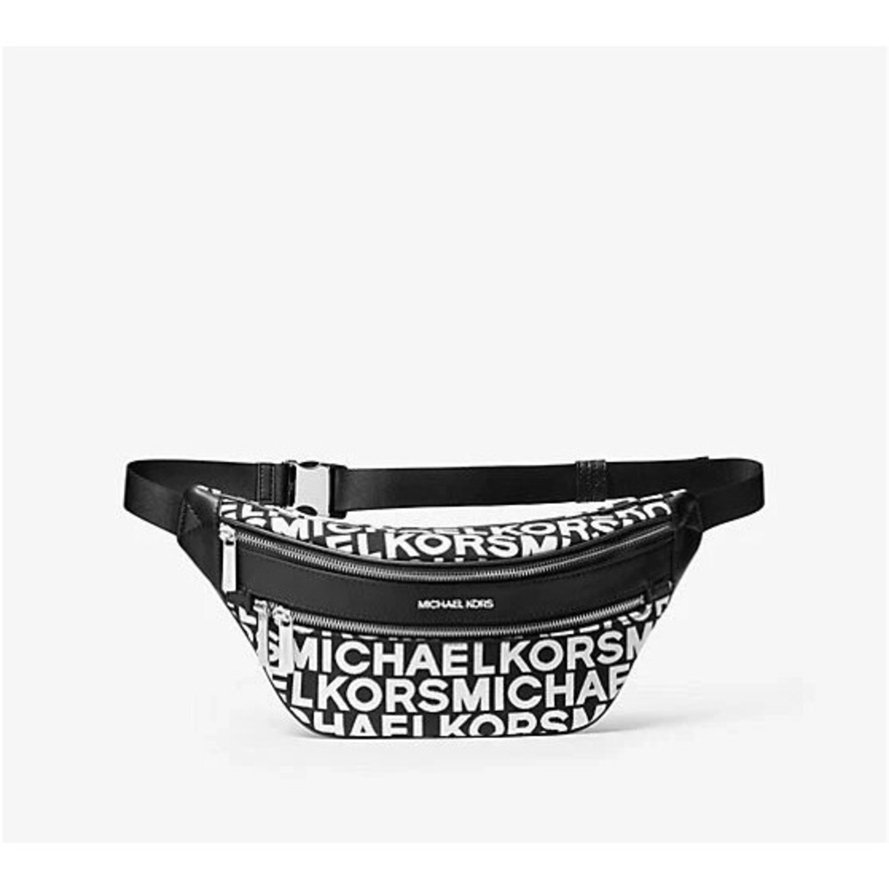 Michael Kors Kenly Logo Signature Waist Fanny Pack Streetwear Black White Y2K